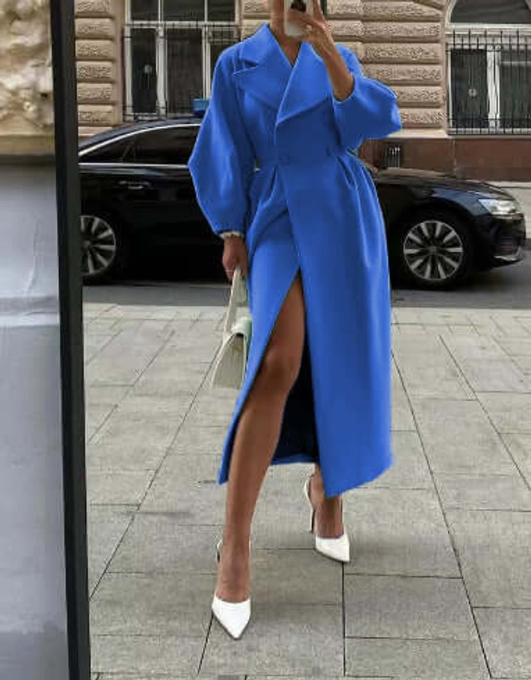 Olivia Lange Wollen Trenchcoat met Reverskraag