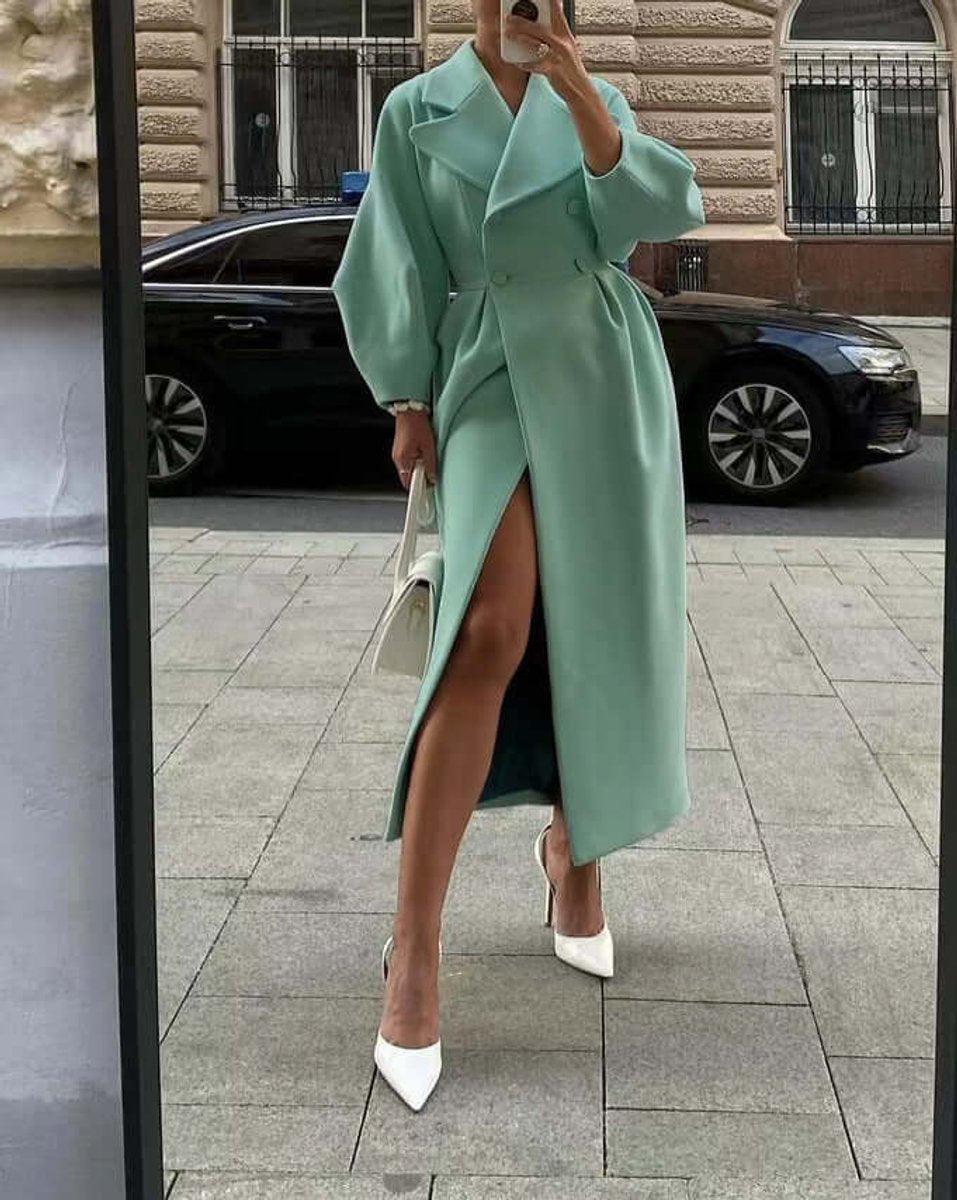 Olivia Lange Wollen Trenchcoat met Reverskraag