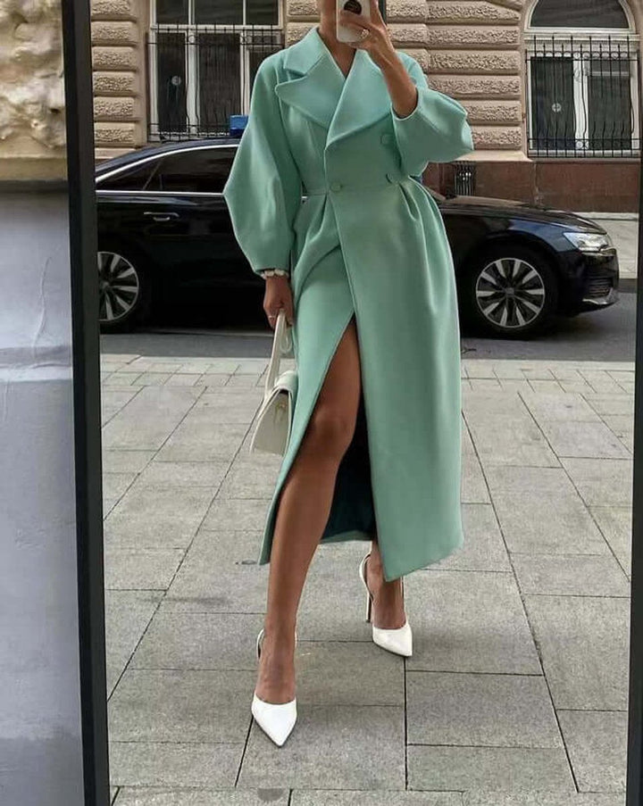 Olivia Lange Wollen Trenchcoat met Reverskraag