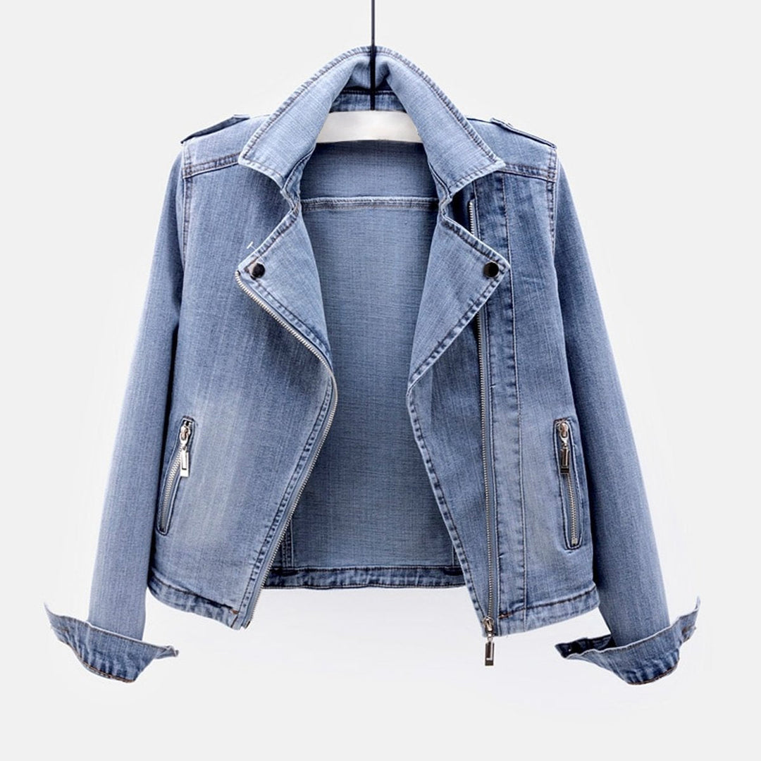 Sophie Denim Leren Jas met Ritssluiting