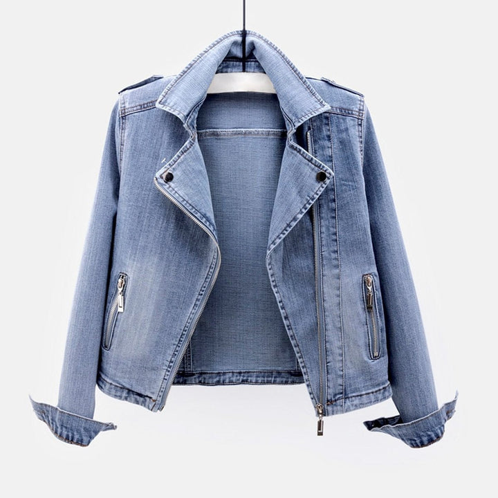Sophie Denim Leren Jas met Ritssluiting