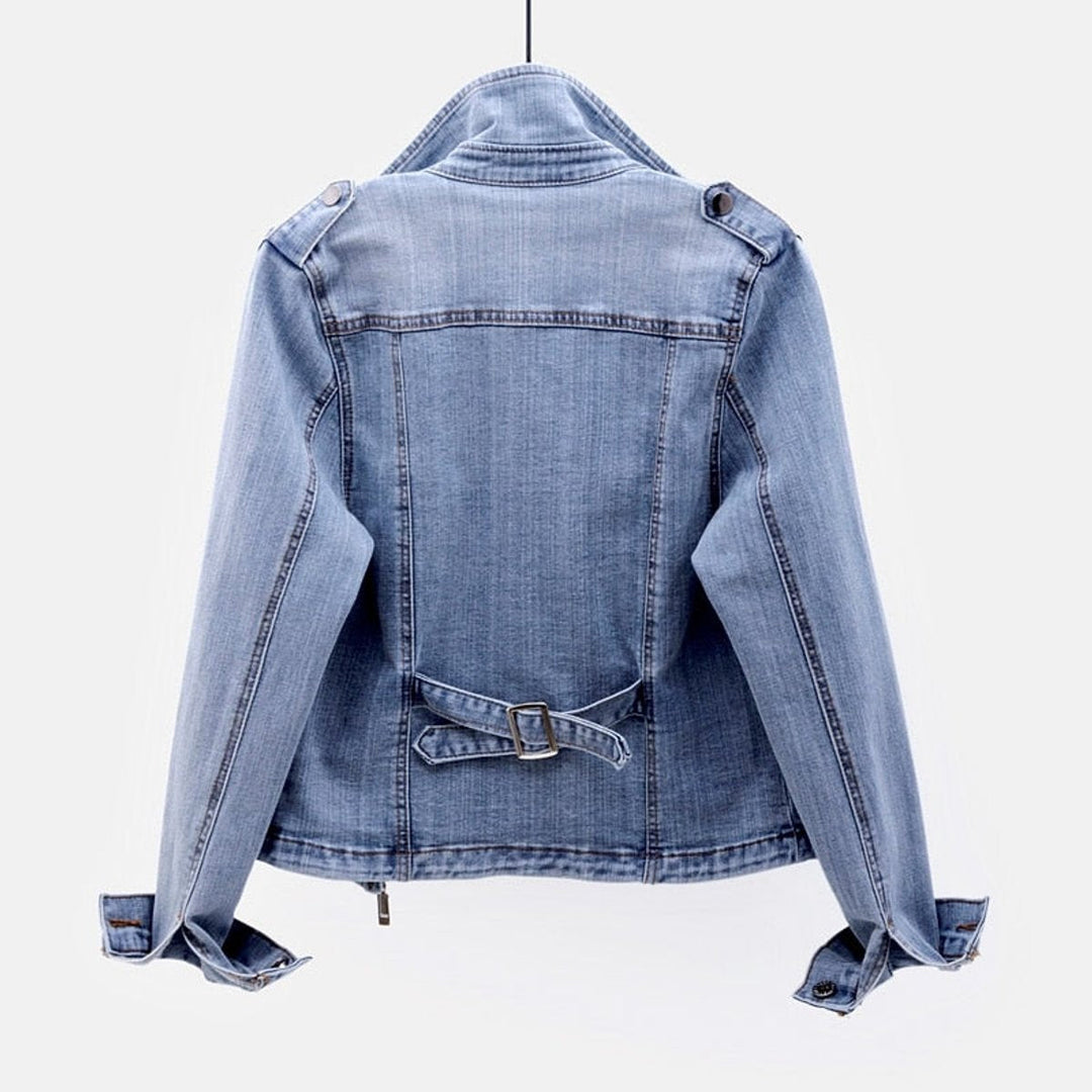 Sophie Denim Leren Jas met Ritssluiting