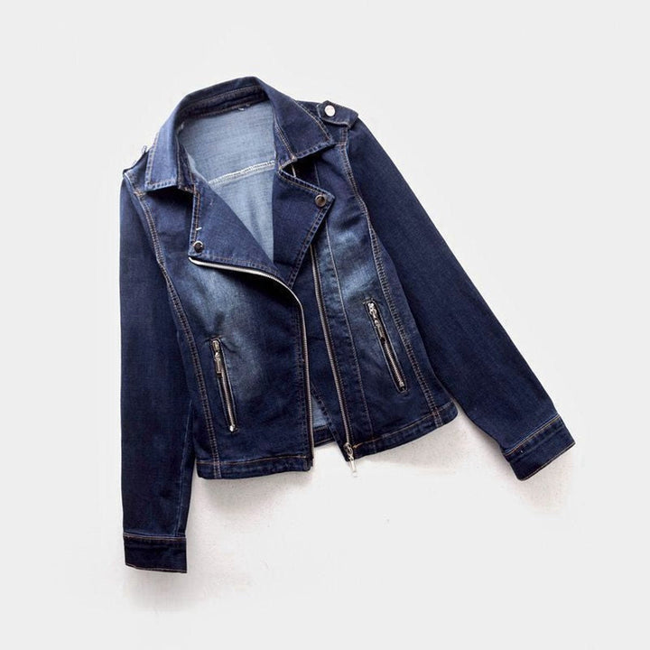 Sophie Denim Leren Jas met Ritssluiting