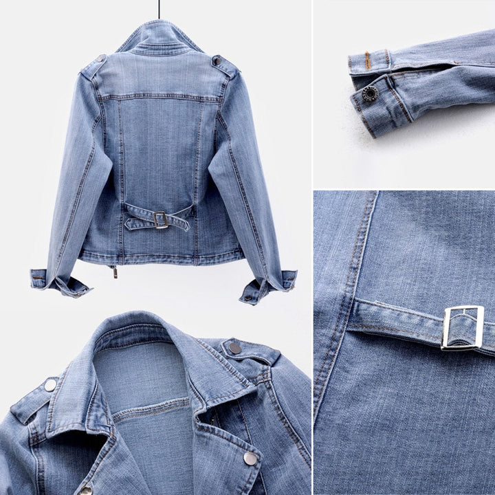 Sophie Denim Leren Jas met Ritssluiting